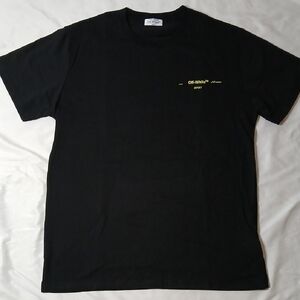 Off-White Black Tee with Yellow Chest Print And Logo